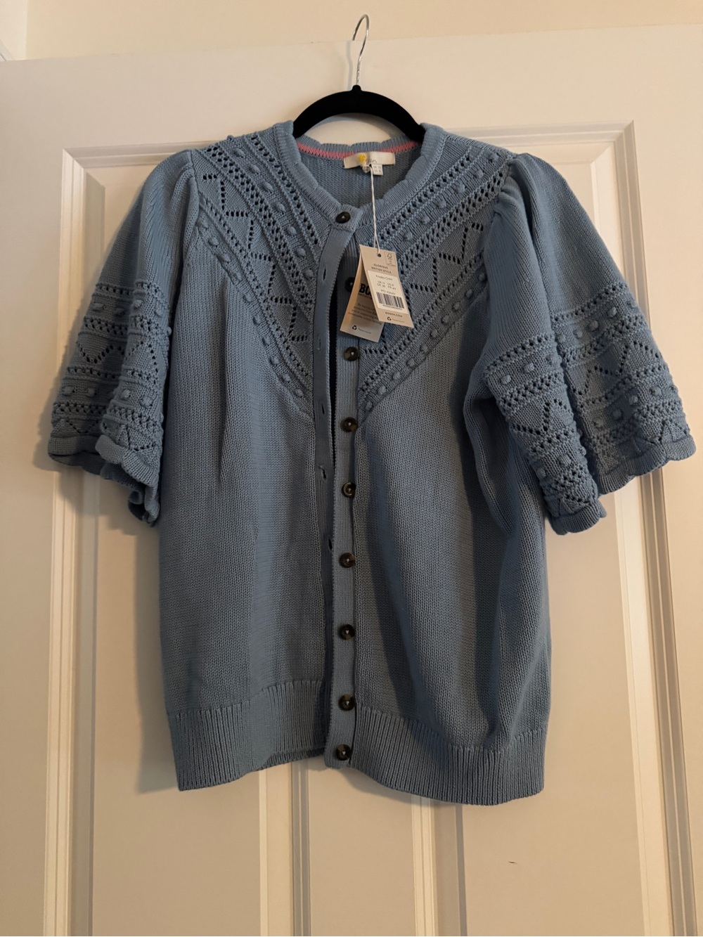 Boden Powder Blue Knit Button-Front Cardigan